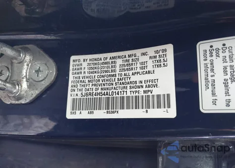 2010 Honda Cr-V Ex z USA, uszkodzony, nr VIN 5J6RE4H54AL014171